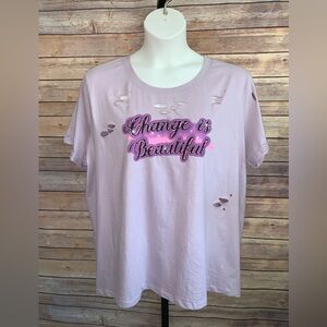 Lavender print Graphic Tee - Size 3X